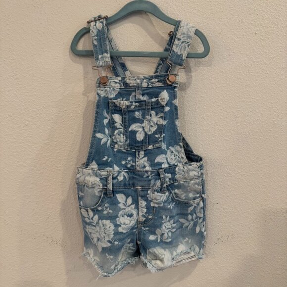 Jordache Girls Floral Denim Short Overalls – Size Small (6/6X) - Picture 1 of 3